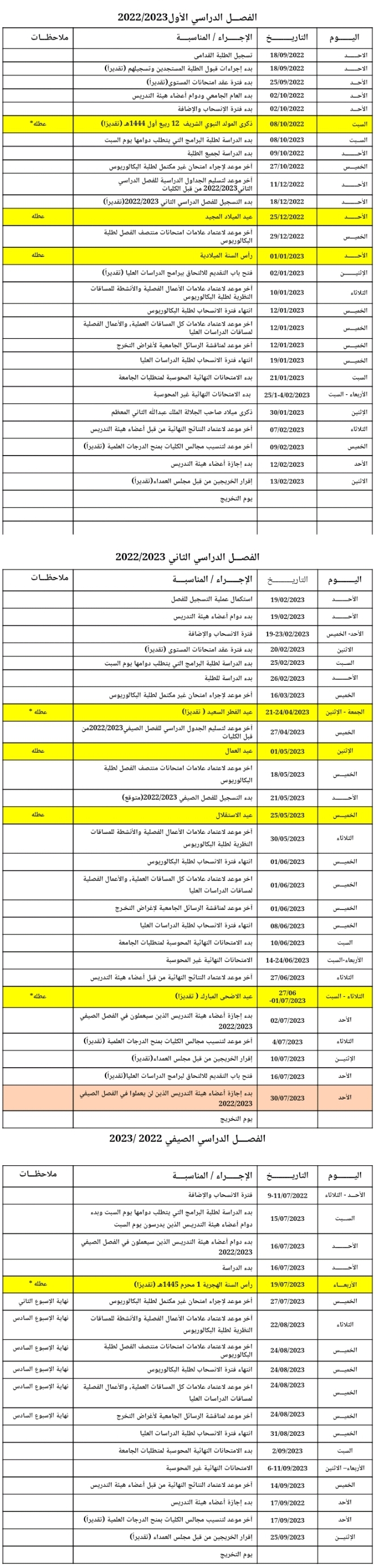 التقويم الجامعي